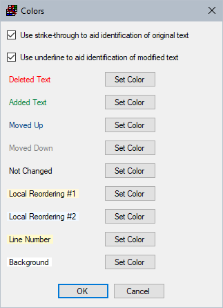 Florencesoft TextDiff Color Options