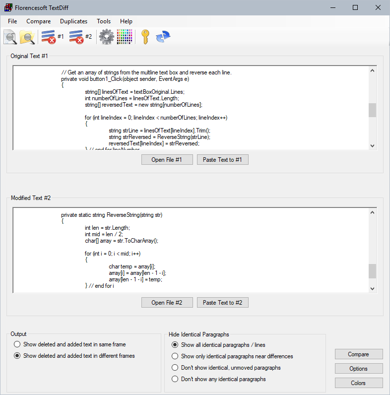 Compare Text, Source Code & Find Differences On Windows With Florencesoft TextDiff Software